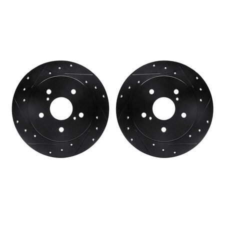 Dynamic Friction Co Rotors-Drilled and Slotted-Black, Zinc Plated black, Zinc Coated, 8002-01013 8002-01013